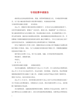 专项经费申请报告