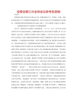 安委会第三次全体会议参考发言稿 