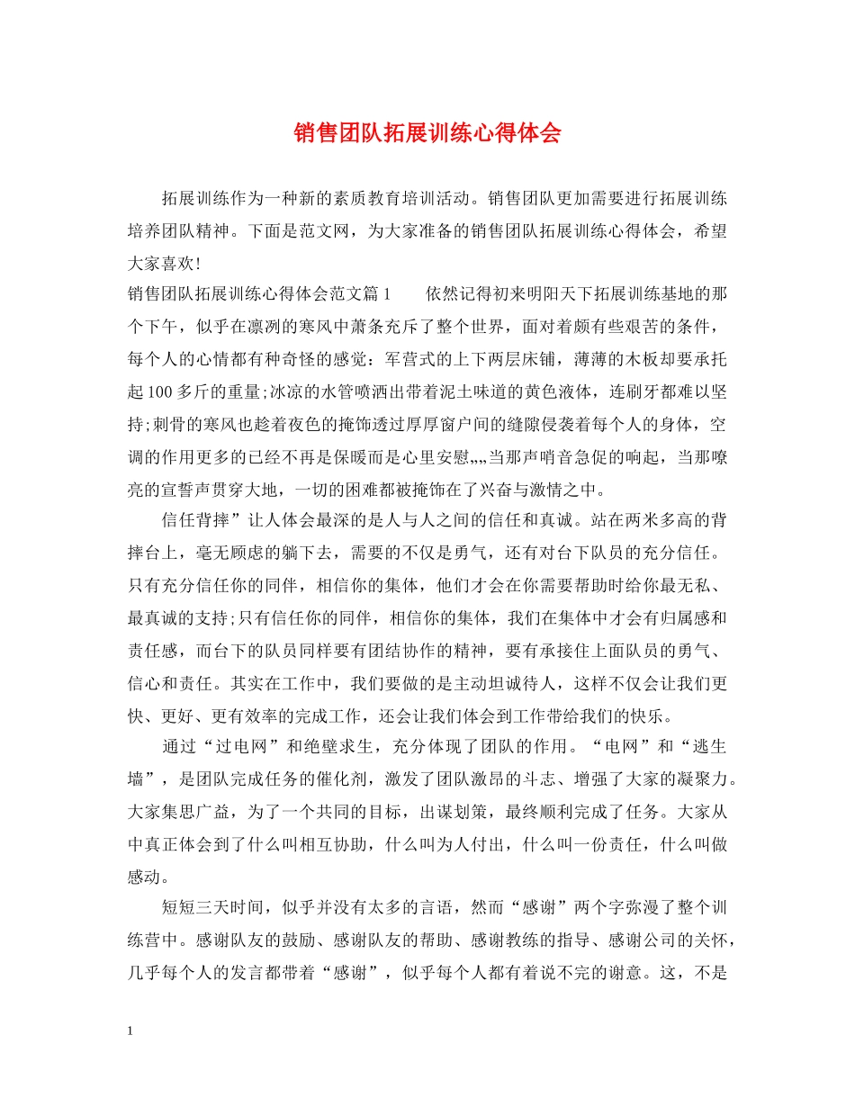 销售团队拓展训练心得体会 _第1页