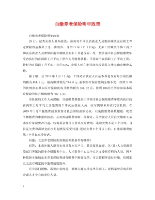 自缴养老保险明年政策 