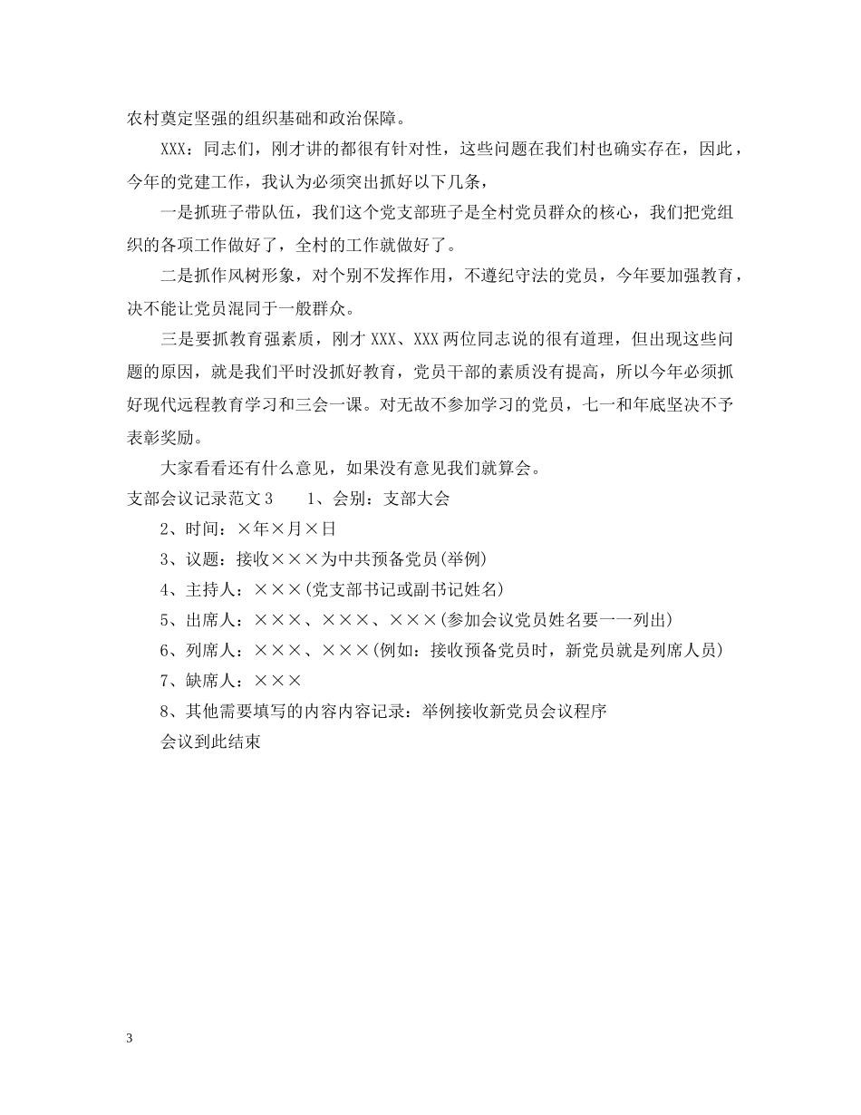 支部会议记录范文 _第3页