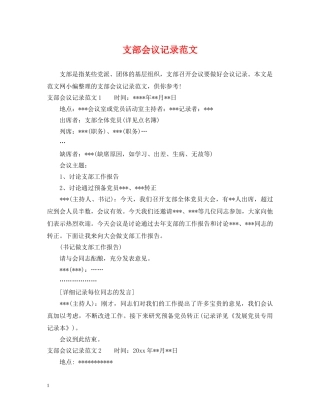 支部会议记录范文 