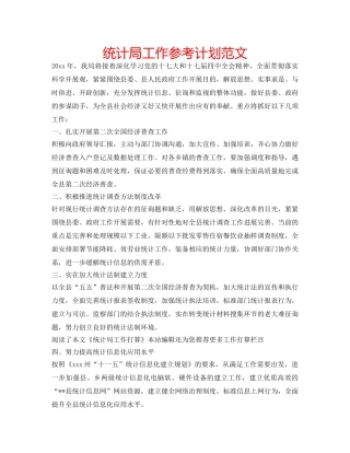 统计局工作参考计划范文 