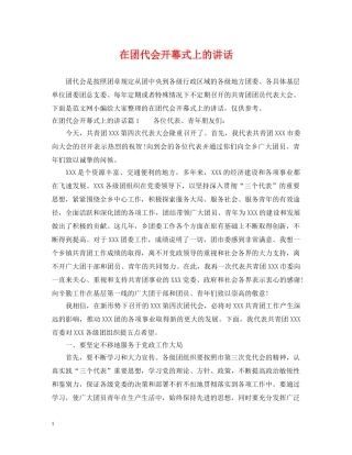 在团代会开幕式上的讲话 