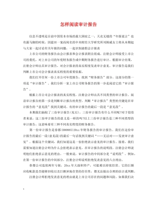 怎样阅读审计报告 