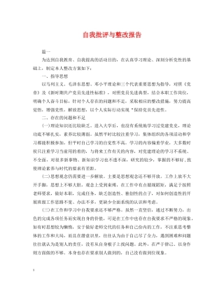 自我批评与整改报告 