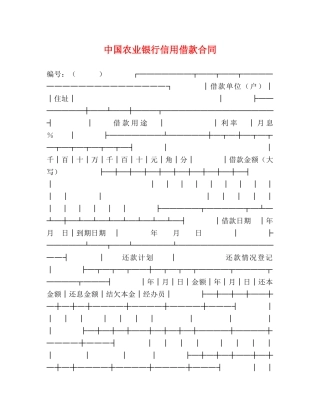 中国农业银行信用借款合同 (2)