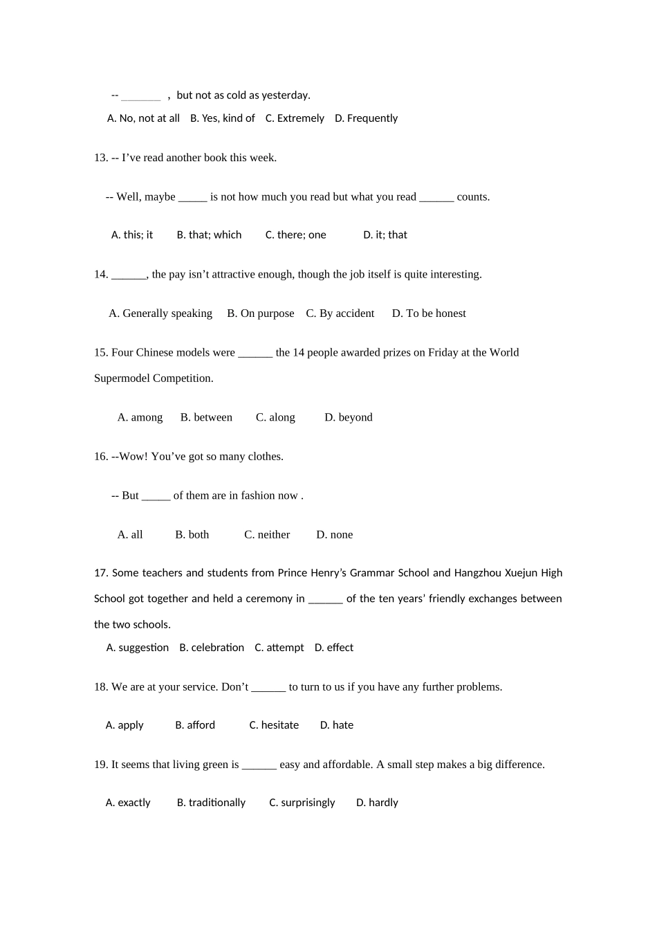 浙江省杭州学军1011高一英语上学期期中试题新人教版会员独享 _第2页