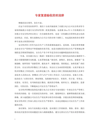 专家复查验收的欢迎辞