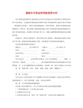 最新外币资金转贷款借贷合同 