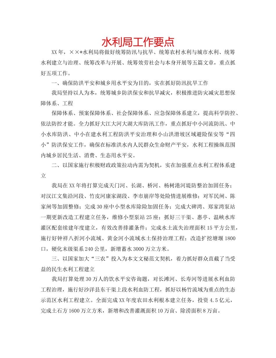 水利局工作要点 _第1页