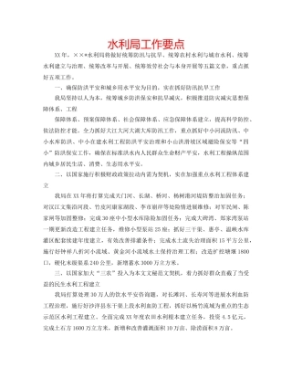 水利局工作要点 