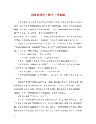 抓住诡辩的＂辫子＂反诡辩 
