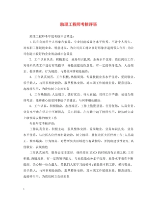 助理工程师考核评语 