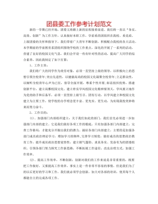 团县委工作参考计划范文 