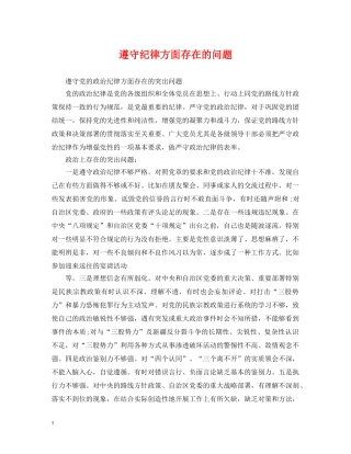 遵守纪律方面存在的问题 