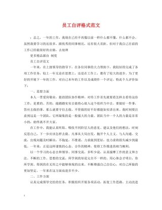 员工自评格式范文 