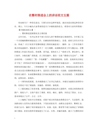 在整村推进会上的讲话范文五篇 