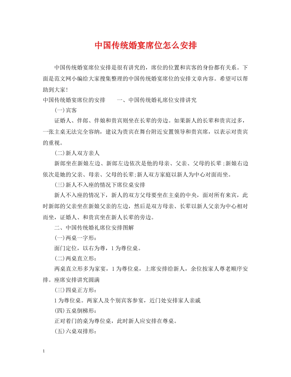 中国传统婚宴席位怎么安排_第1页