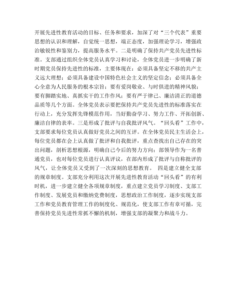 保持共产党员先进性教育活动“回头看”自查报告 _第3页