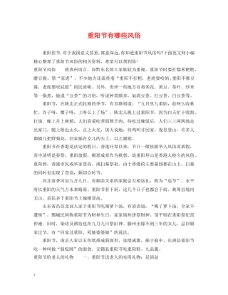 重阳节有哪些风俗 