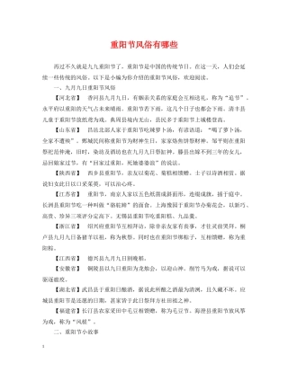 重阳节风俗有哪些 