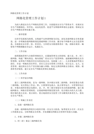 网格化管理工作计划