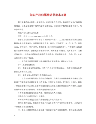 知识产权归属承诺书范本3篇 