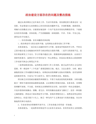 政治建设方面存在的问题及整改措施 