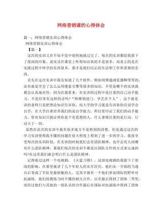 网络营销课的心得体会 