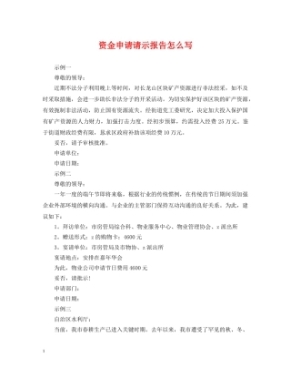 资金申请请示报告怎么写 