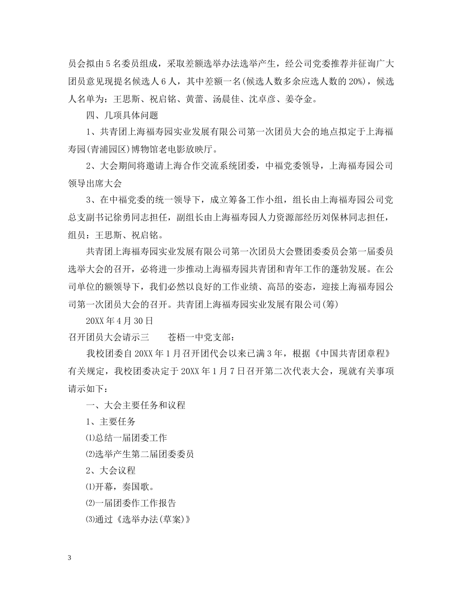 召开团员大会请示 _第3页