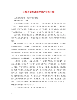 正视县情打基础发展产业奔小康 