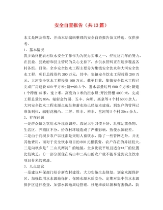 安全自查报告（共13篇） 