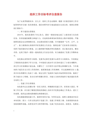 组织工作目标考评自查报告 