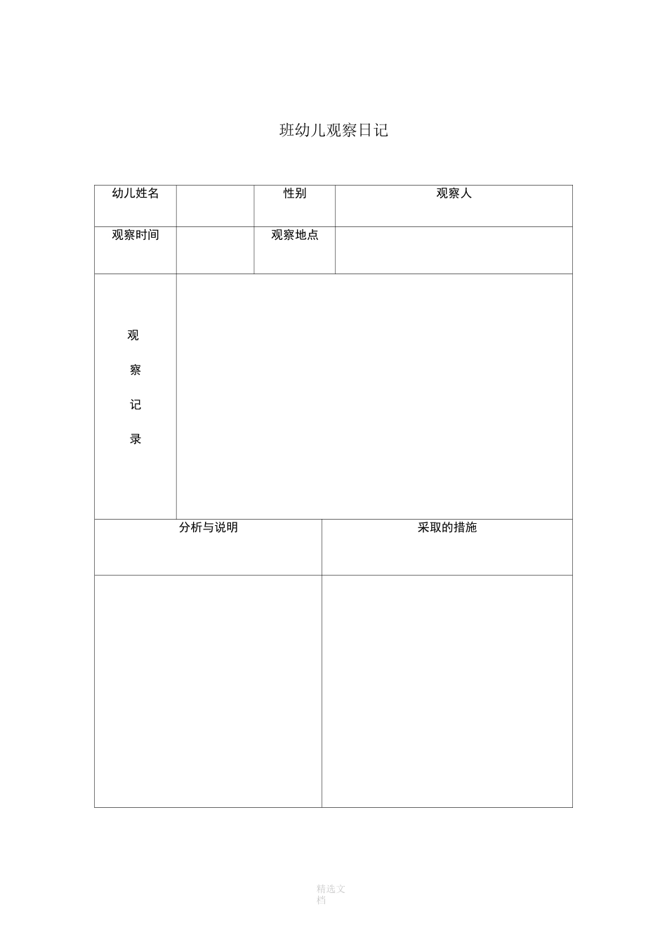 幼儿观察记录表_第1页