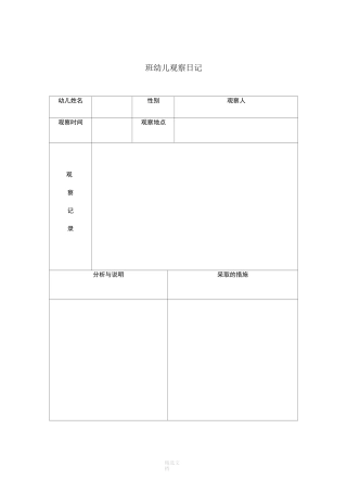 幼儿观察记录表