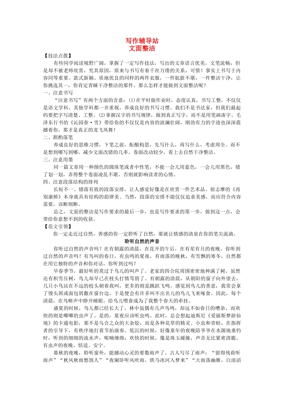 中考总复习语文写作辅导 文面整洁_第1页