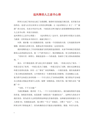 追风筝的人之读书心得 