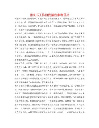 团支书工作自我鉴定参考范文 