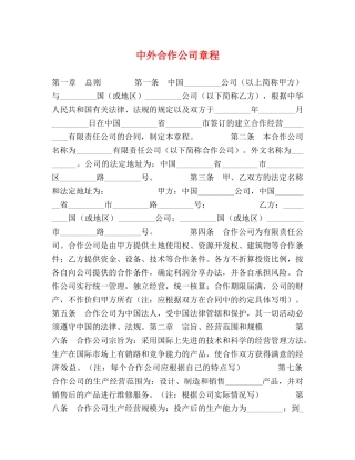 中外合作公司章程