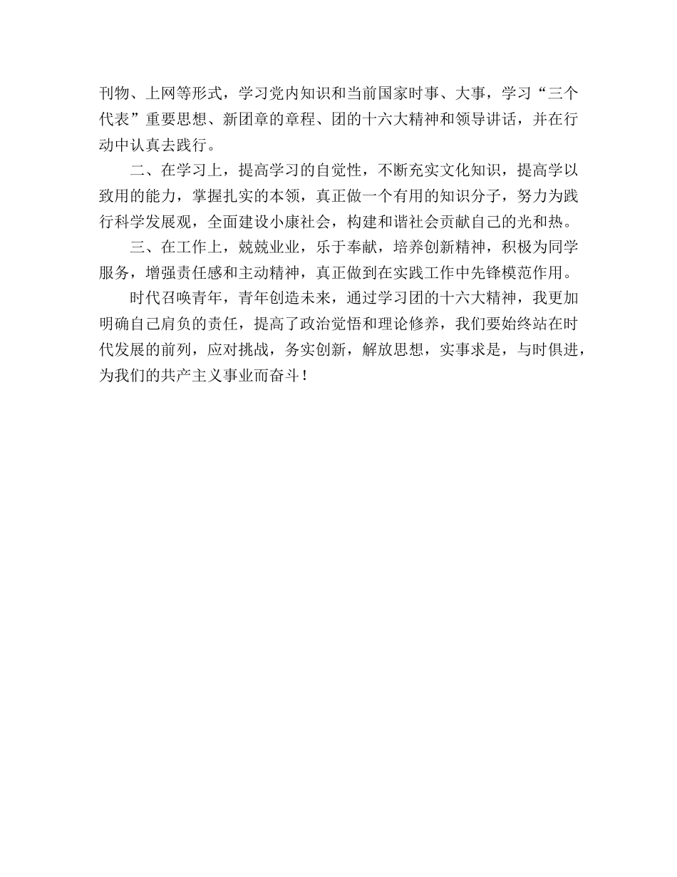 团的十六大学习心得体会 _第2页