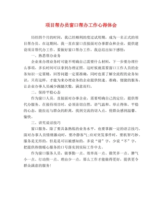 项目帮办员窗口帮办工作心得体会 