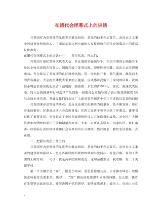 在团代会闭幕式上的讲话 