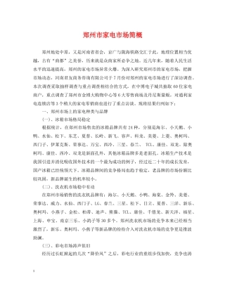 郑州市家电市场简概 