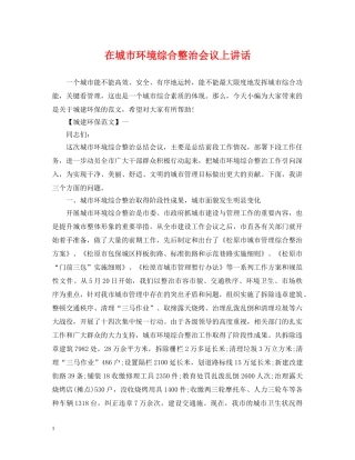 在城市环境综合整治会议上讲话 