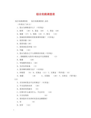综合实践调查表 