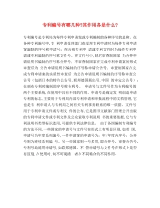专利编号有哪几种-其作用各是什么-