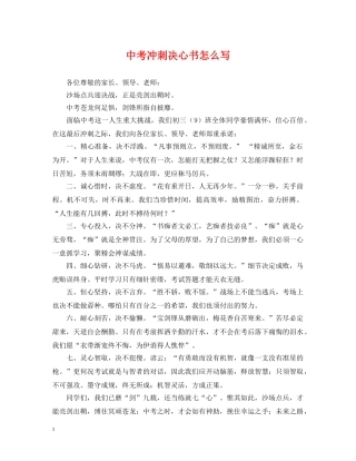 中考冲刺决心书怎么写