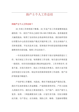 助产士个人工作总结 